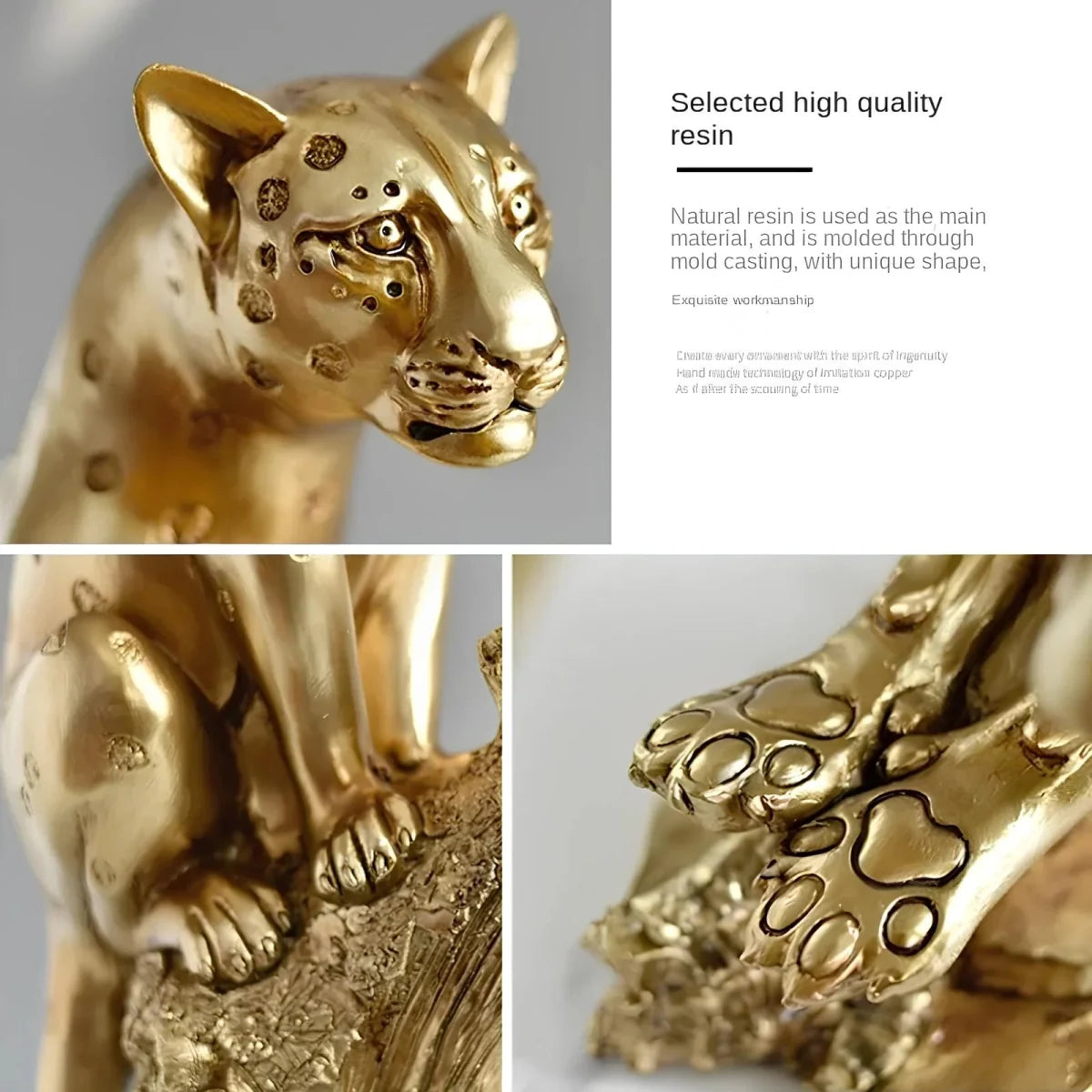 Majestic Golden Leopard Figurine - Tegulane Global