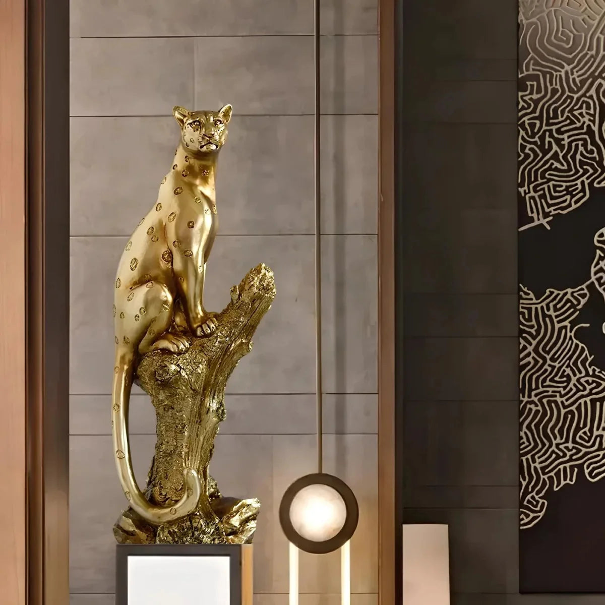 Majestic Golden Leopard Figurine - Tegulane Global