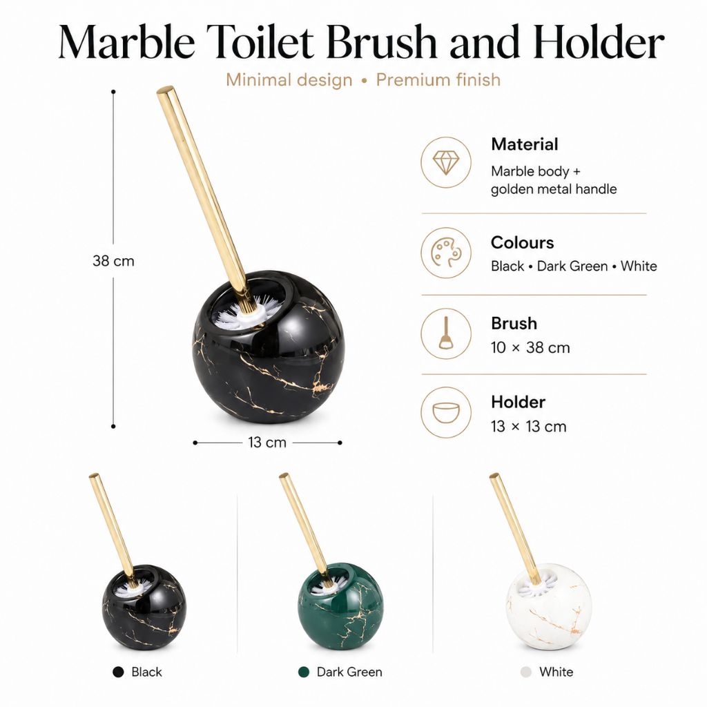 Marble Toilet Brush and Holder - Tegulane Global