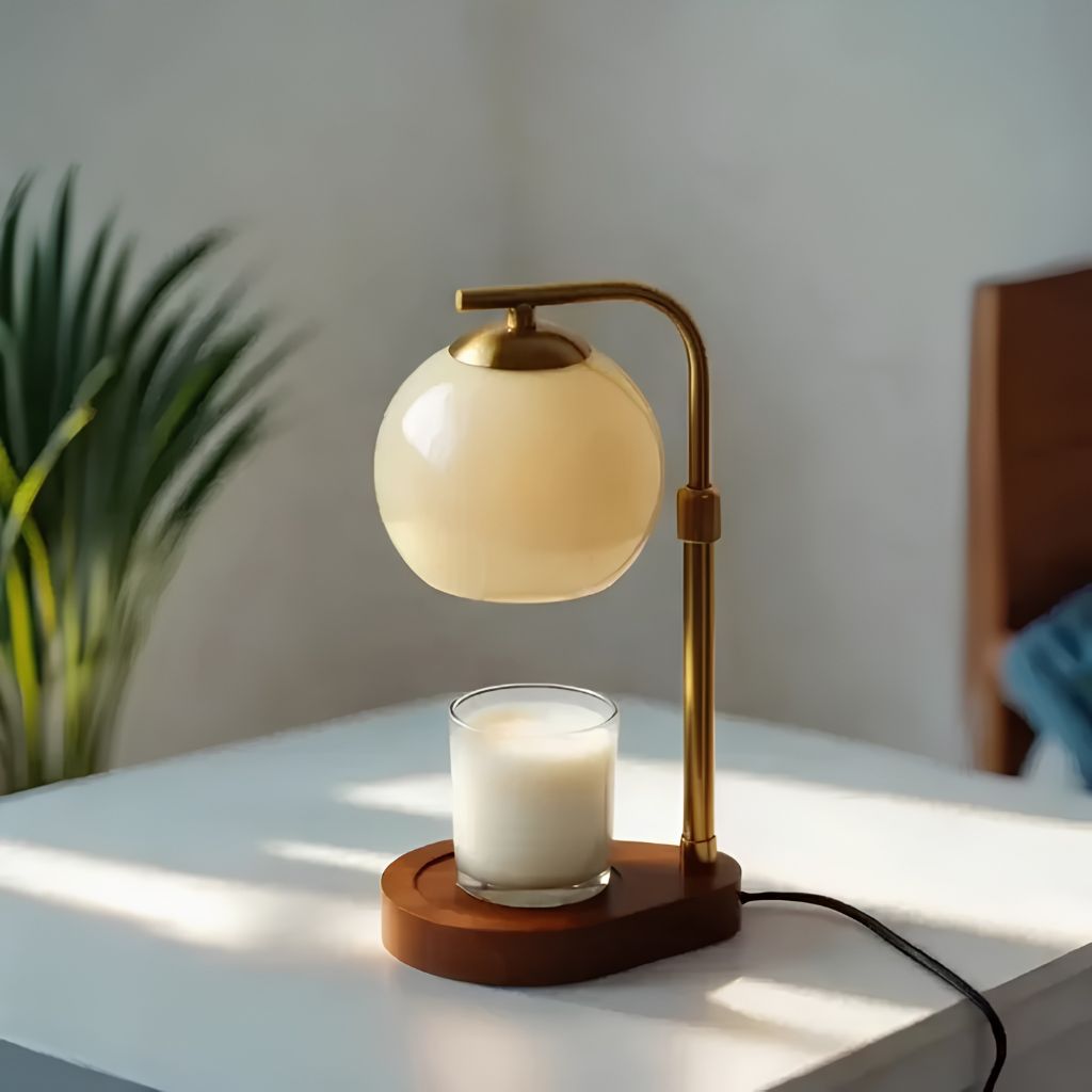 Metal and Wood Candle Warmer Lamp - Tegulane Global