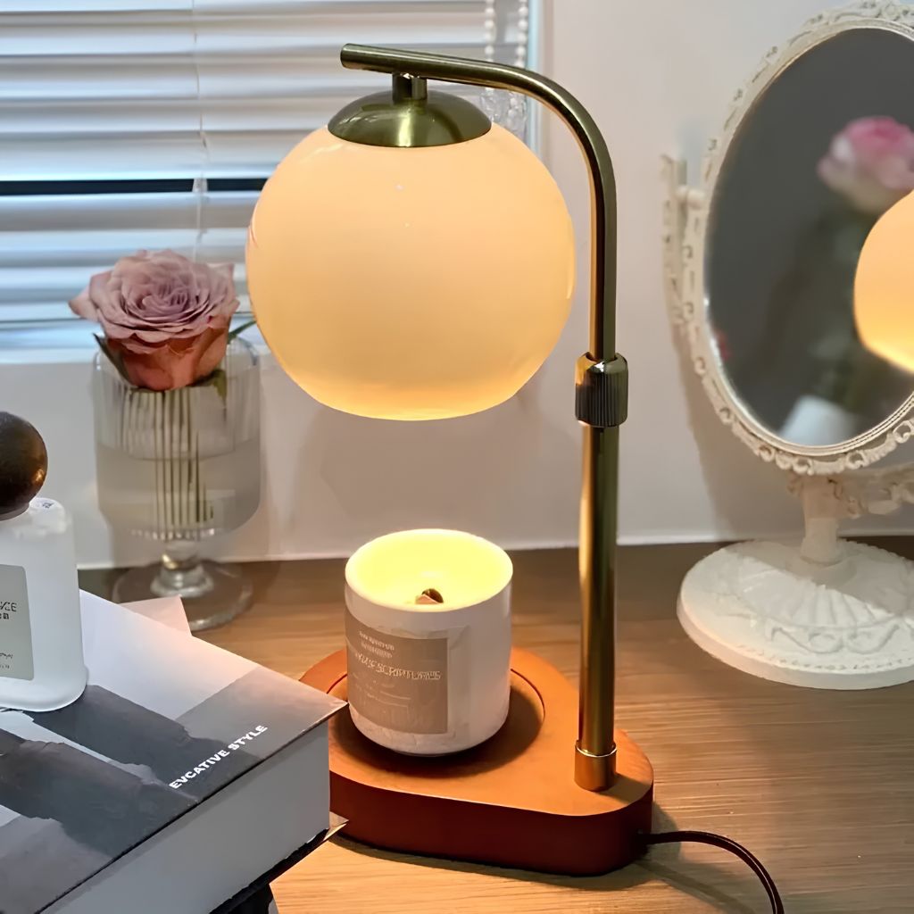 Metal and Wood Candle Warmer Lamp - Tegulane Global