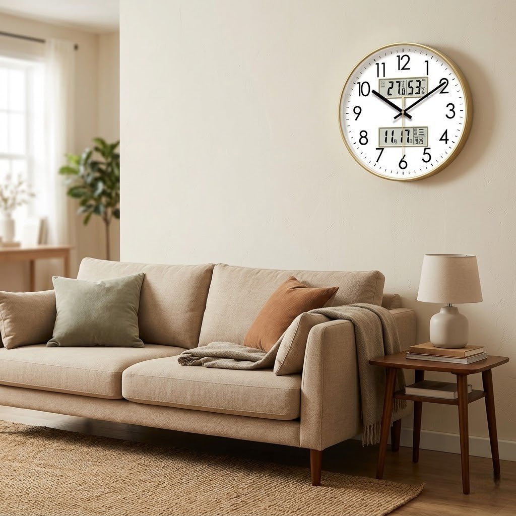 MetroSense 3-in-1 Quiet Wall Clock with Calendar & Thermometer - Tegulane Global