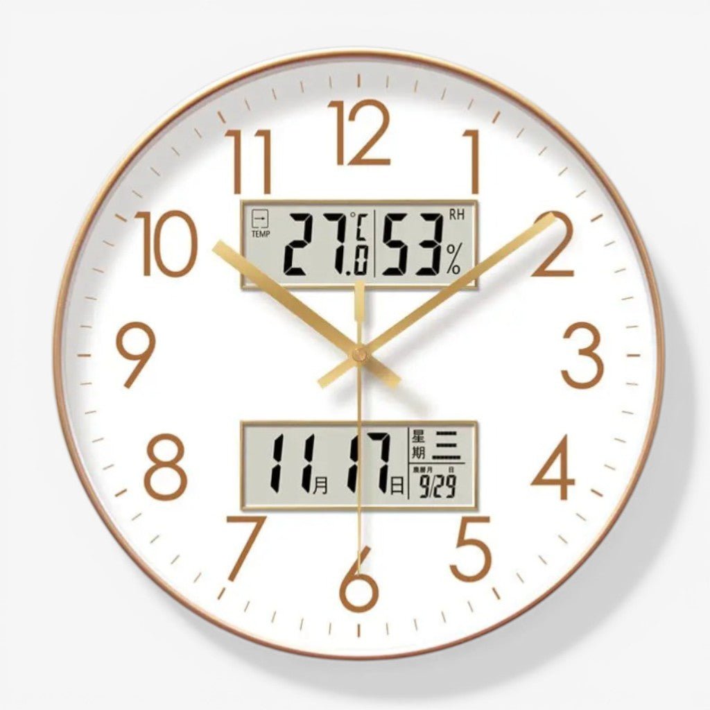MetroSense 3-in-1 Quiet Wall Clock with Calendar & Thermometer - Tegulane Global