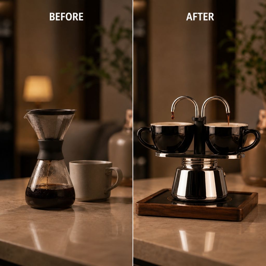 Mini Moka Pot Dual Spot Stainless Steel Espresso Maker - 2 Cup | 100ml - Tegulane Global