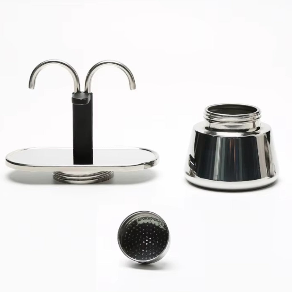 Mini Moka Pot Dual Spot Stainless Steel Espresso Maker - 2 Cup | 100ml - Tegulane Global