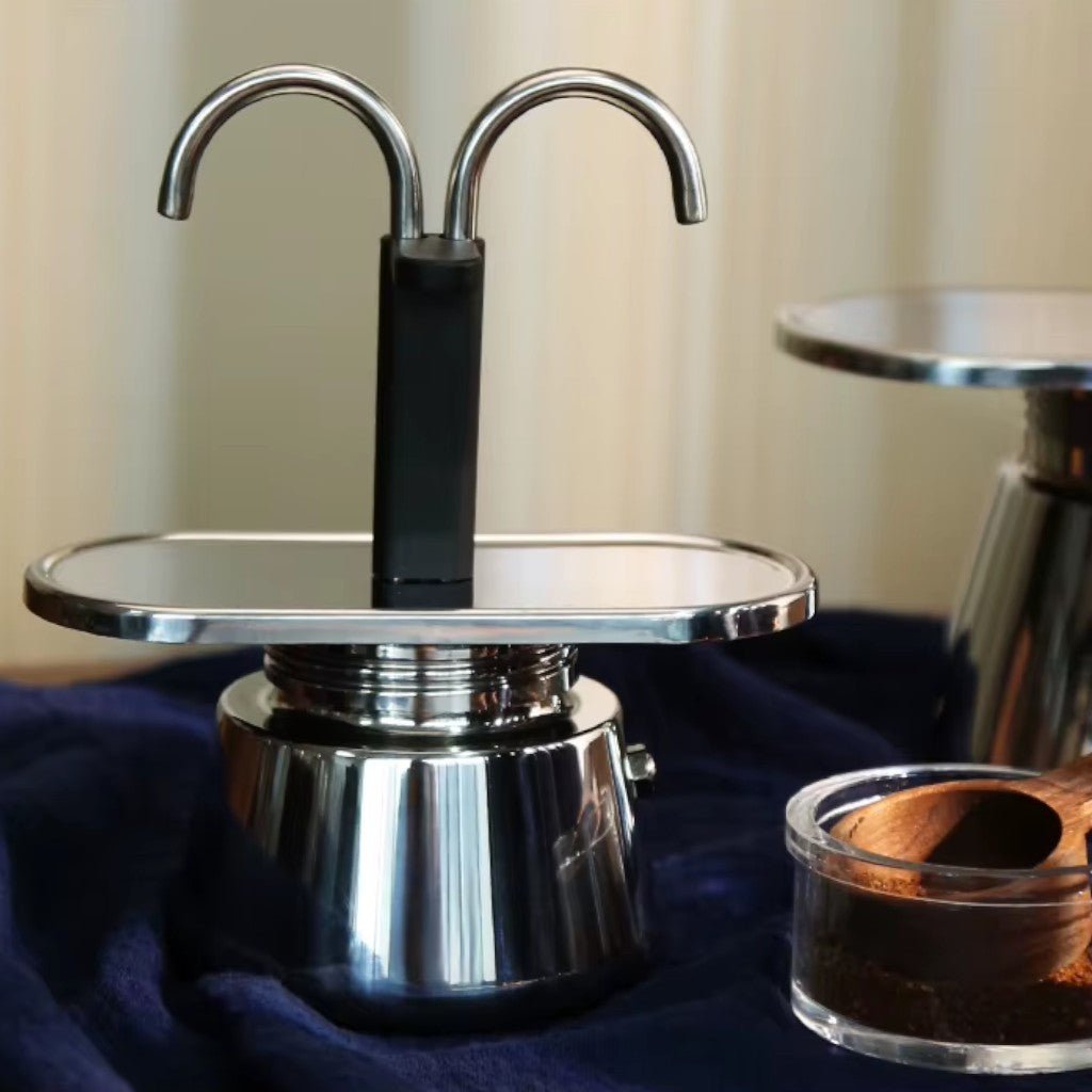 Mini Moka Pot Dual Spot Stainless Steel Espresso Maker - 2 Cup | 100ml - Tegulane Global