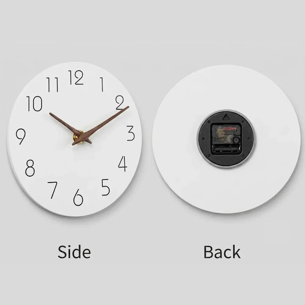 Minimalist Black and White Nordic Wall Clock with Wooden Hands - Tegulane Global