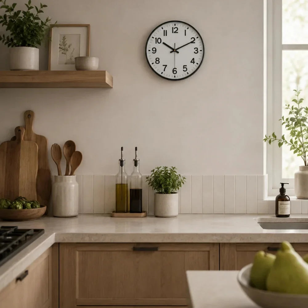 Minimalist White Nordic Wall Clock - Large 3D Arabic Numerals - Tegulane Global