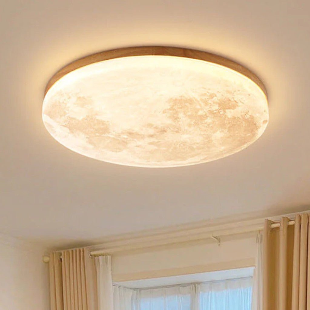 Modern Moon Ceiling Light with Wood Edge - Tegulane Global