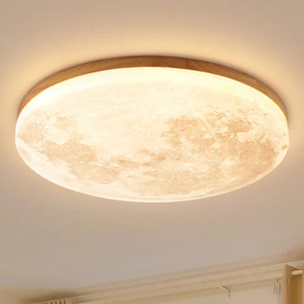 Modern Moon Ceiling Light with Wood Edge - Tegulane Global