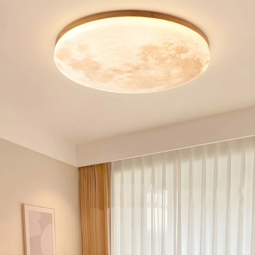 Modern Moon Ceiling Light with Wood Edge - Tegulane Global