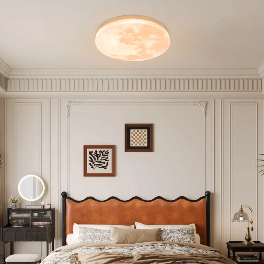 Modern Moon Ceiling Light with Wood Edge - Tegulane Global