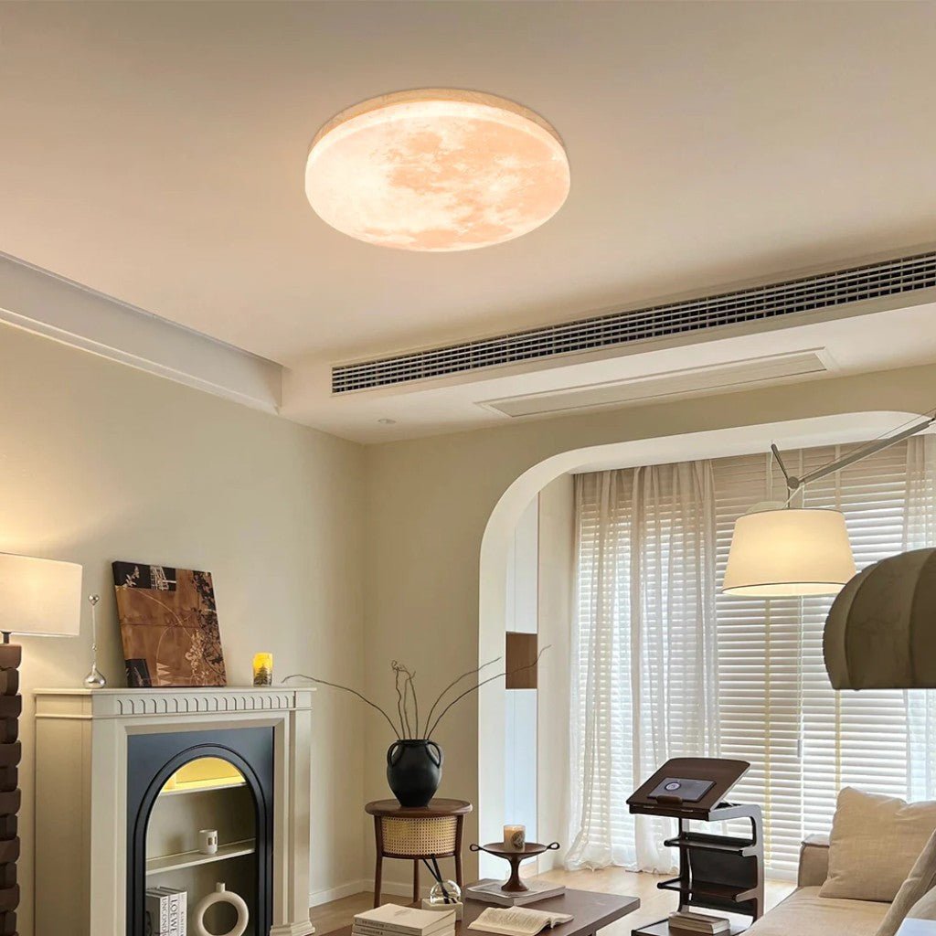 Modern Moon Ceiling Light with Wood Edge - Tegulane Global