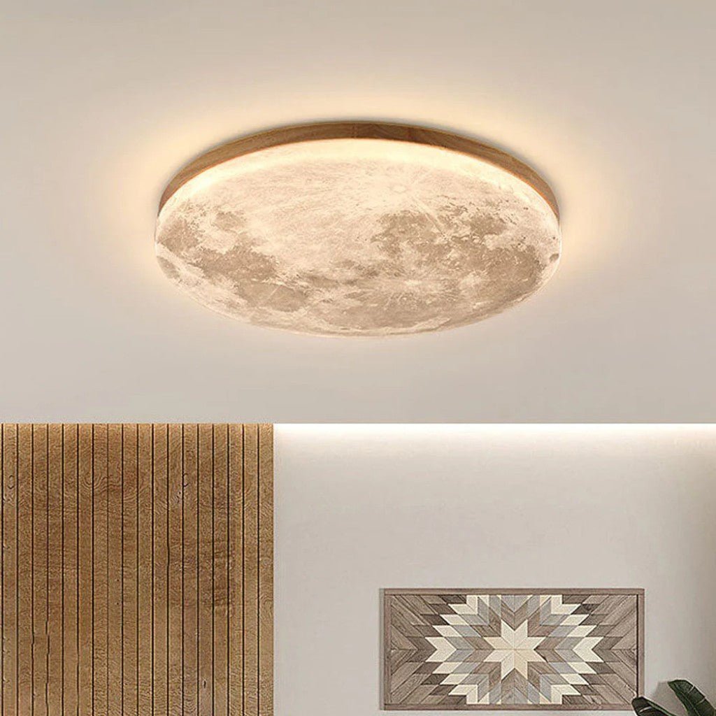 Modern Moon Ceiling Light with Wood Edge - Tegulane Global