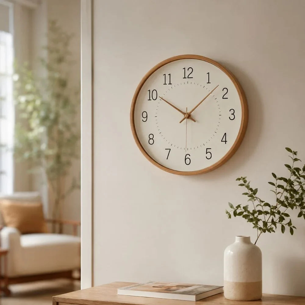Modern Nordic Wooden Wall Clock Silent Quartz - Tegulane Global