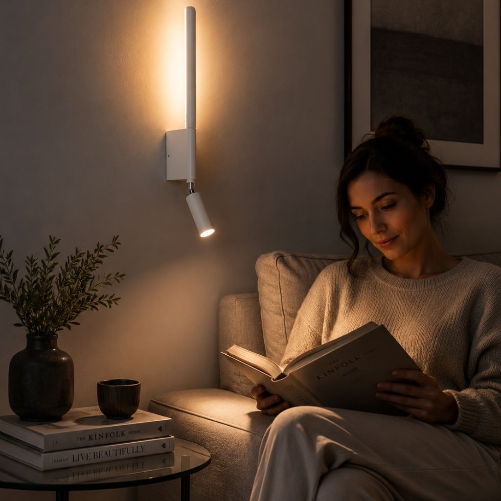 Bedside Wall Light with Adjustable Reading Spotlight
