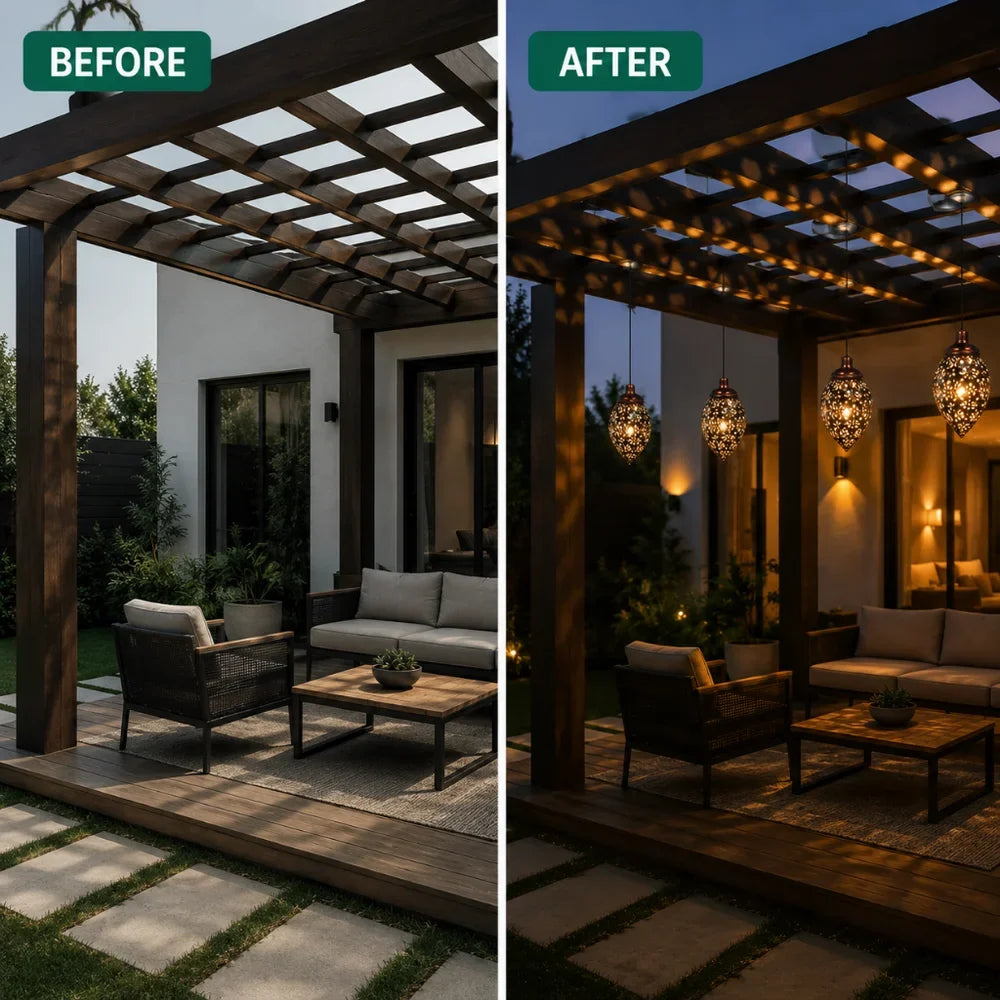 Moroccan Solar Hanging Light Outdoor Metal Lantern - Tegulane Global