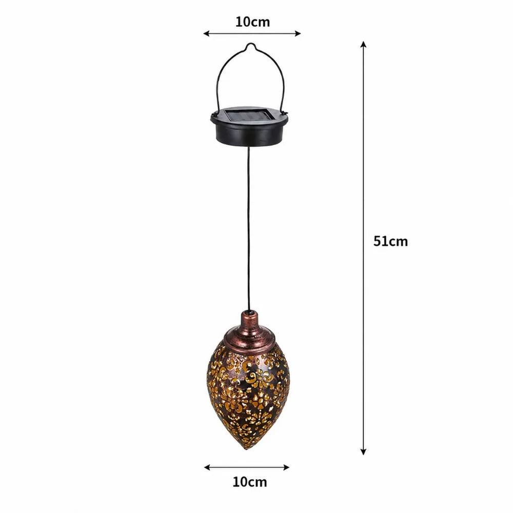 Moroccan Solar Hanging Light Outdoor Metal Lantern - Tegulane Global