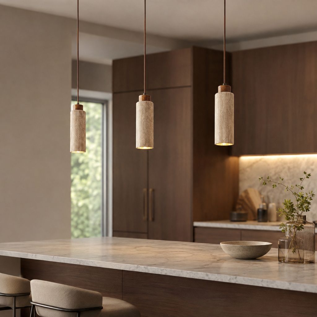 Natural Travertine Stone Pendant Light - Tegulane Global