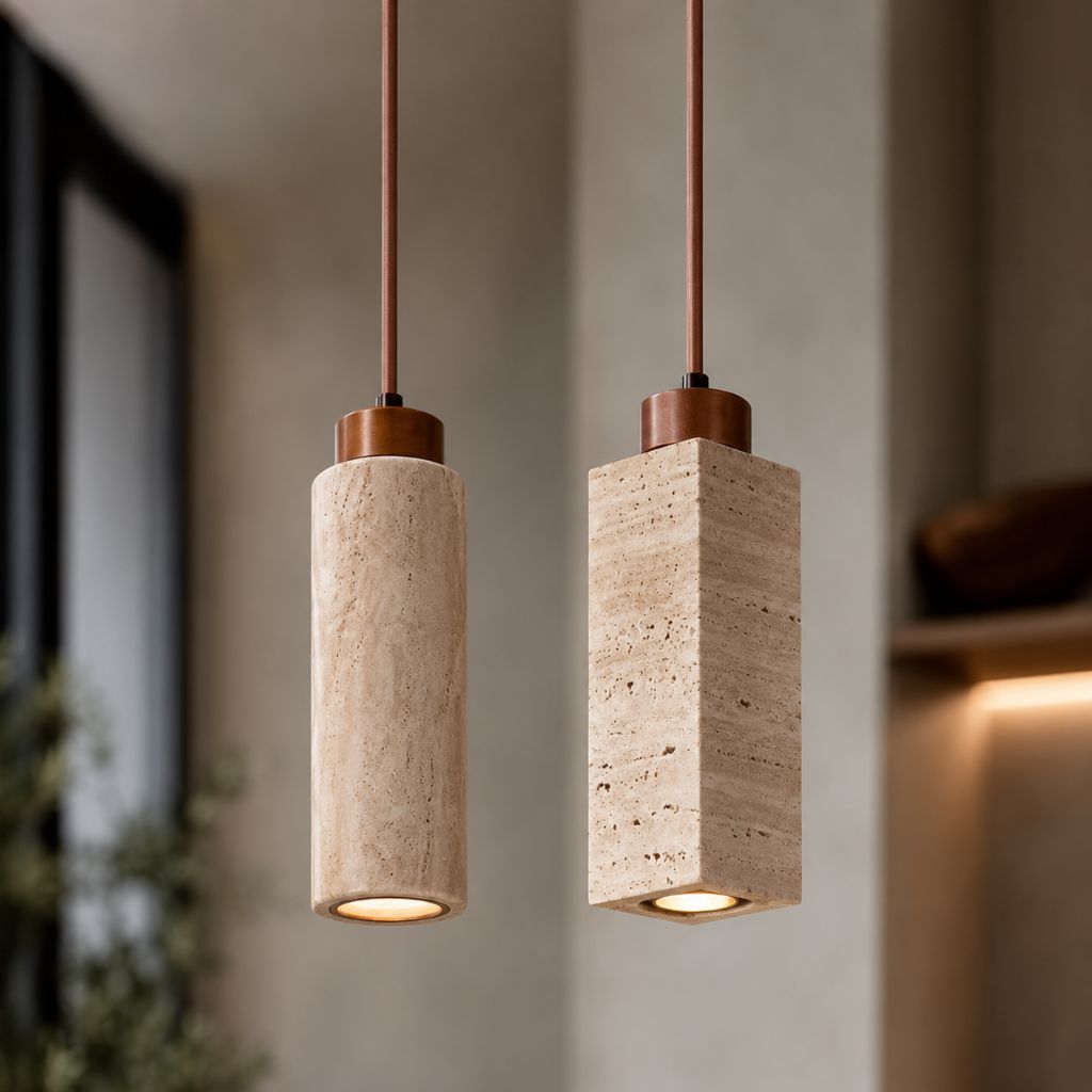 Natural Travertine Stone Pendant Light - Tegulane Global
