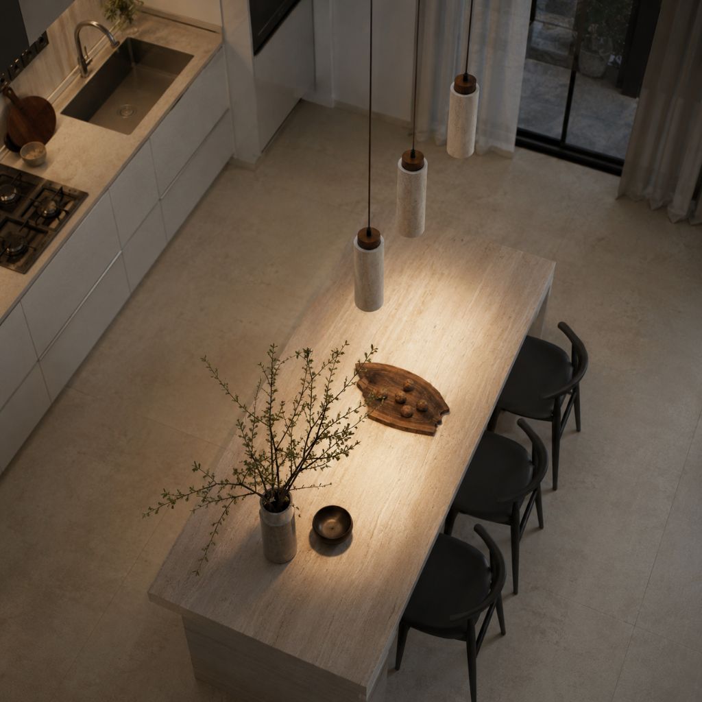Natural Travertine Stone Pendant Light - Tegulane Global