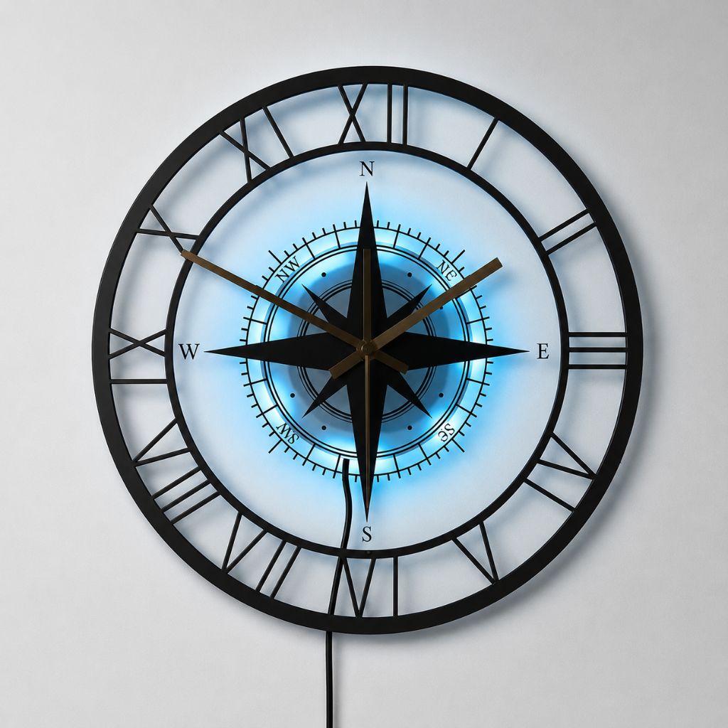 Nautical Compass Wall Clock – Elegant Luxury Design & Precision Craftsmanship - Tegulane Global