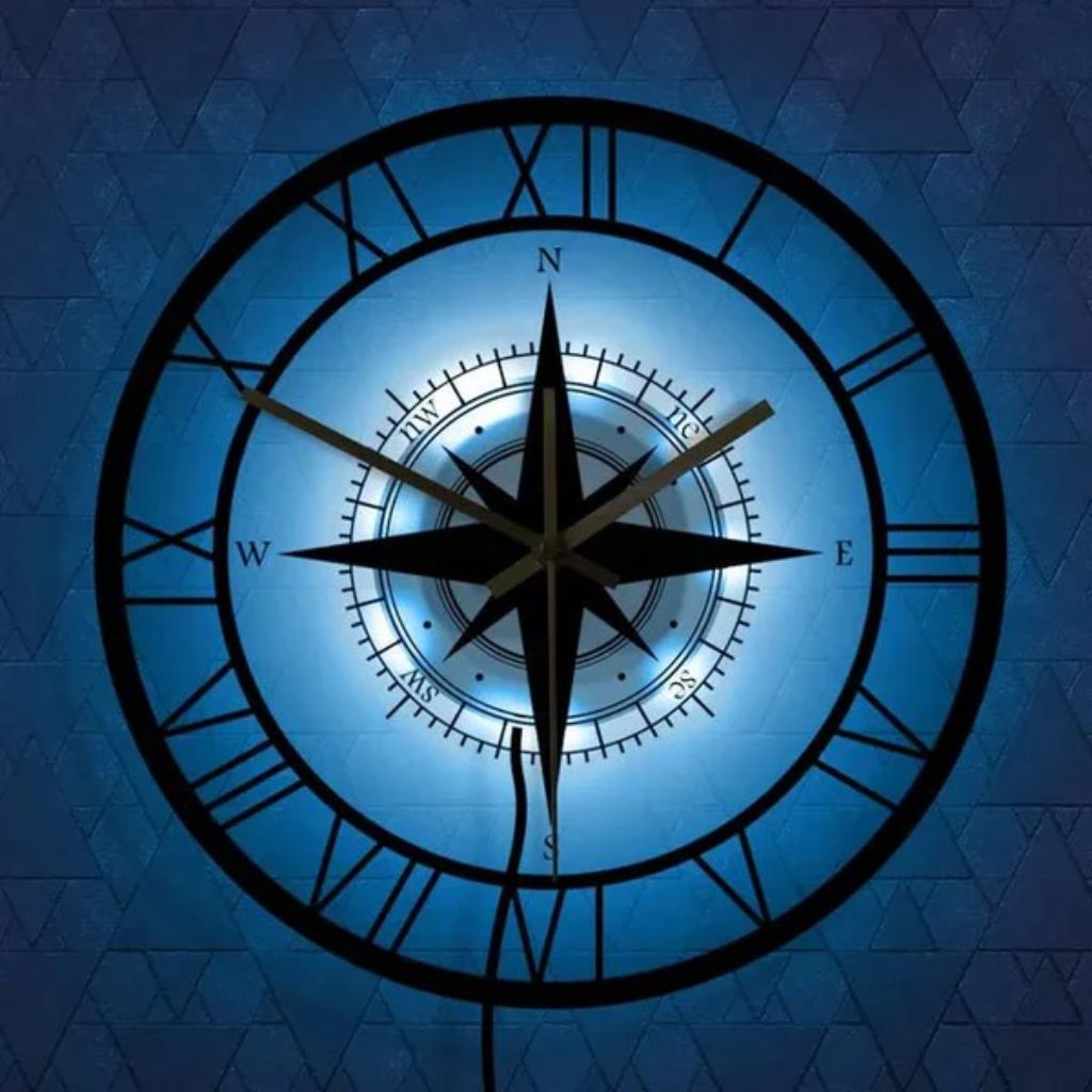 Nautical Compass Wall Clock – Elegant Luxury Design & Precision Craftsmanship - Tegulane Global