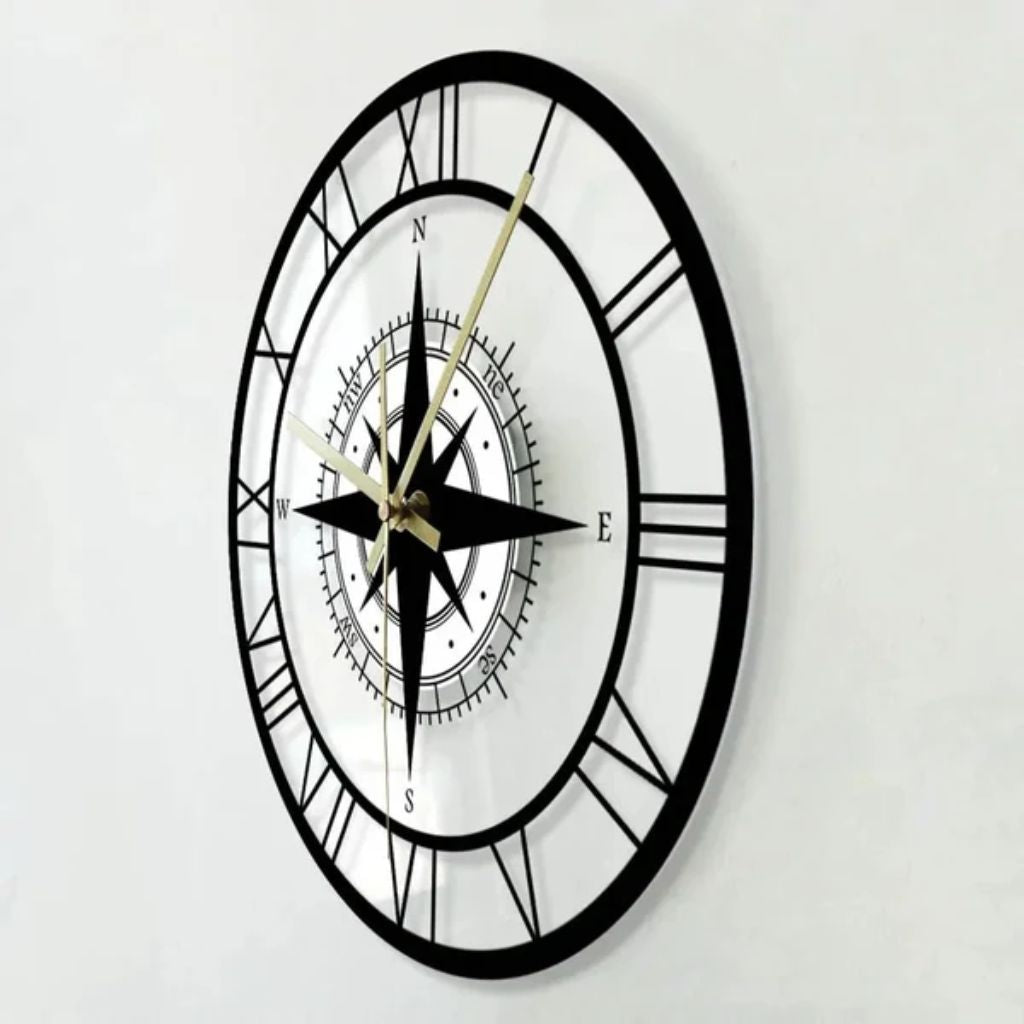 Nautical Compass Wall Clock – Elegant Luxury Design & Precision Craftsmanship - Tegulane Global