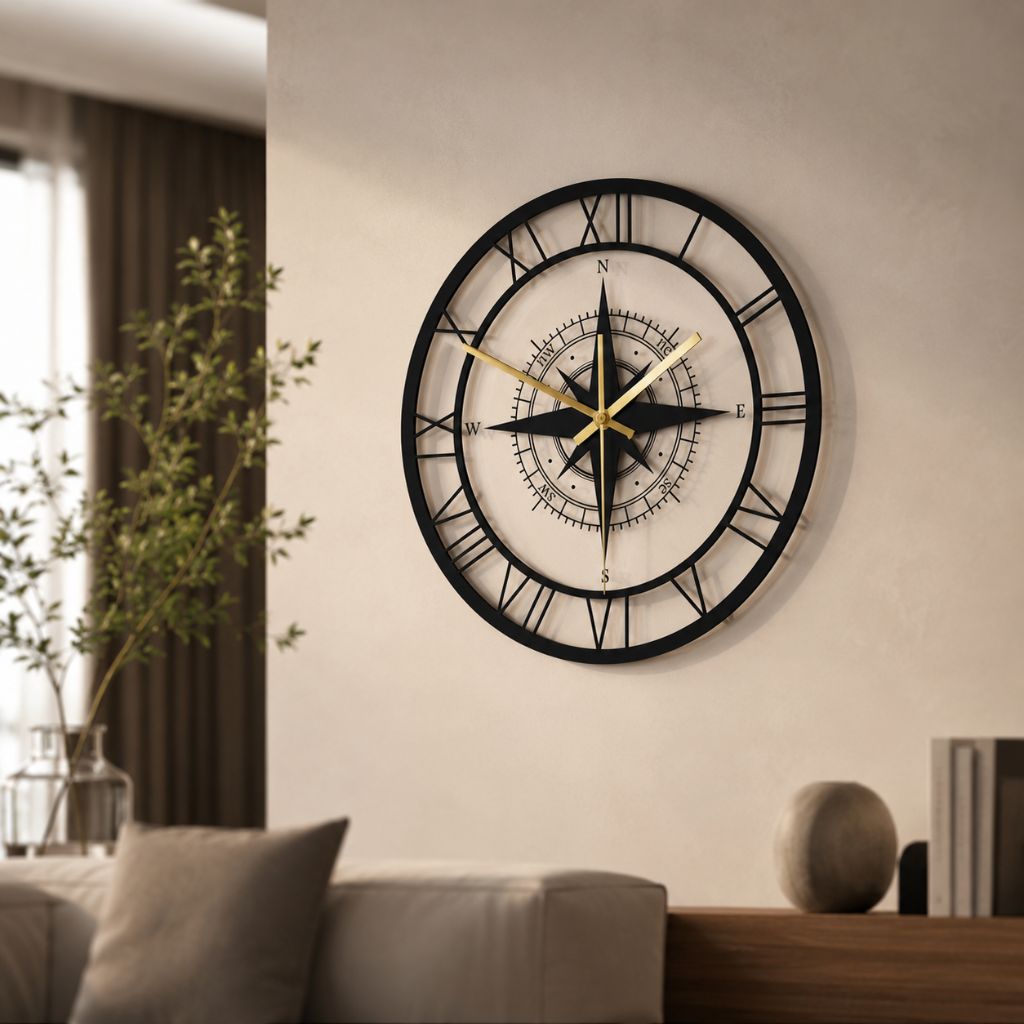 Nautical Compass Wall Clock – Elegant Luxury Design & Precision Craftsmanship - Tegulane Global