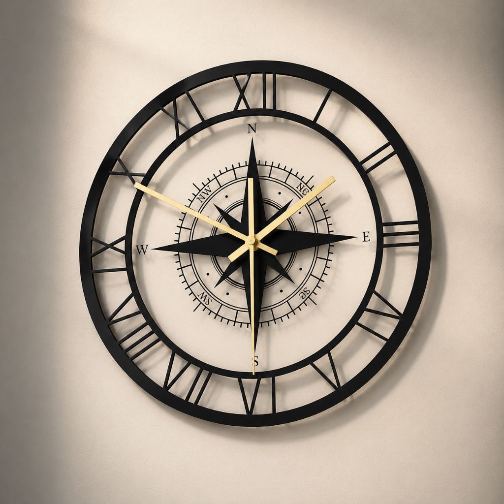 Nautical Compass Wall Clock – Elegant Luxury Design & Precision Craftsmanship - Tegulane Global