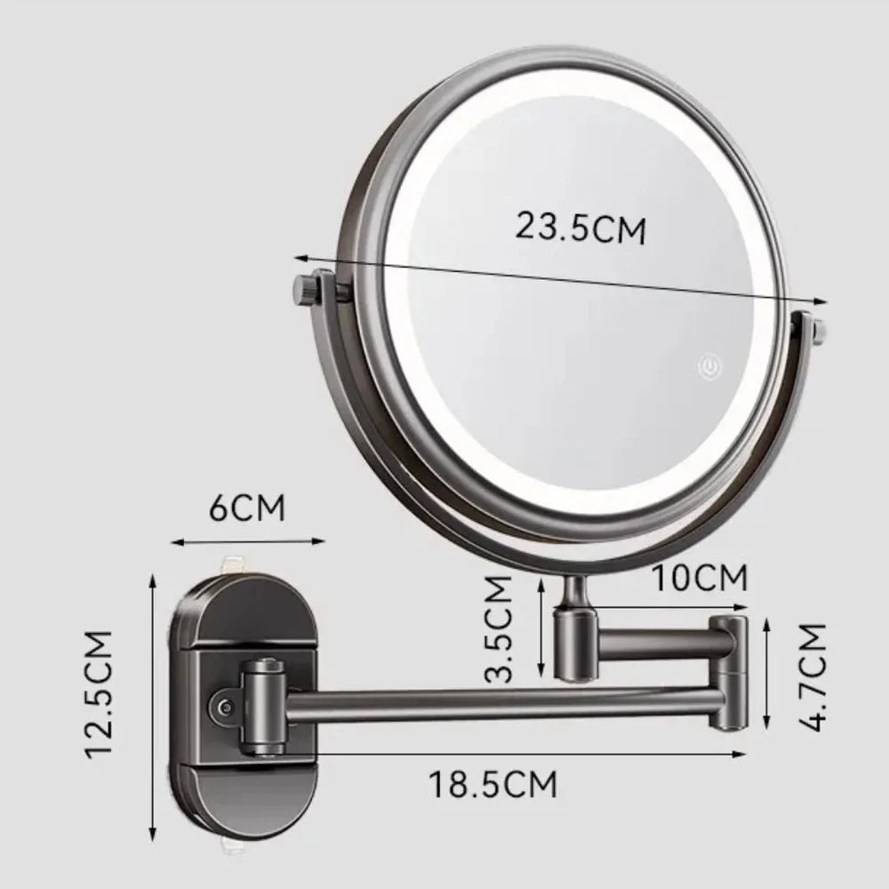 No-Drill Suction Cup Makeup Mirror LED Light with Folding Arm - Tegulane Global