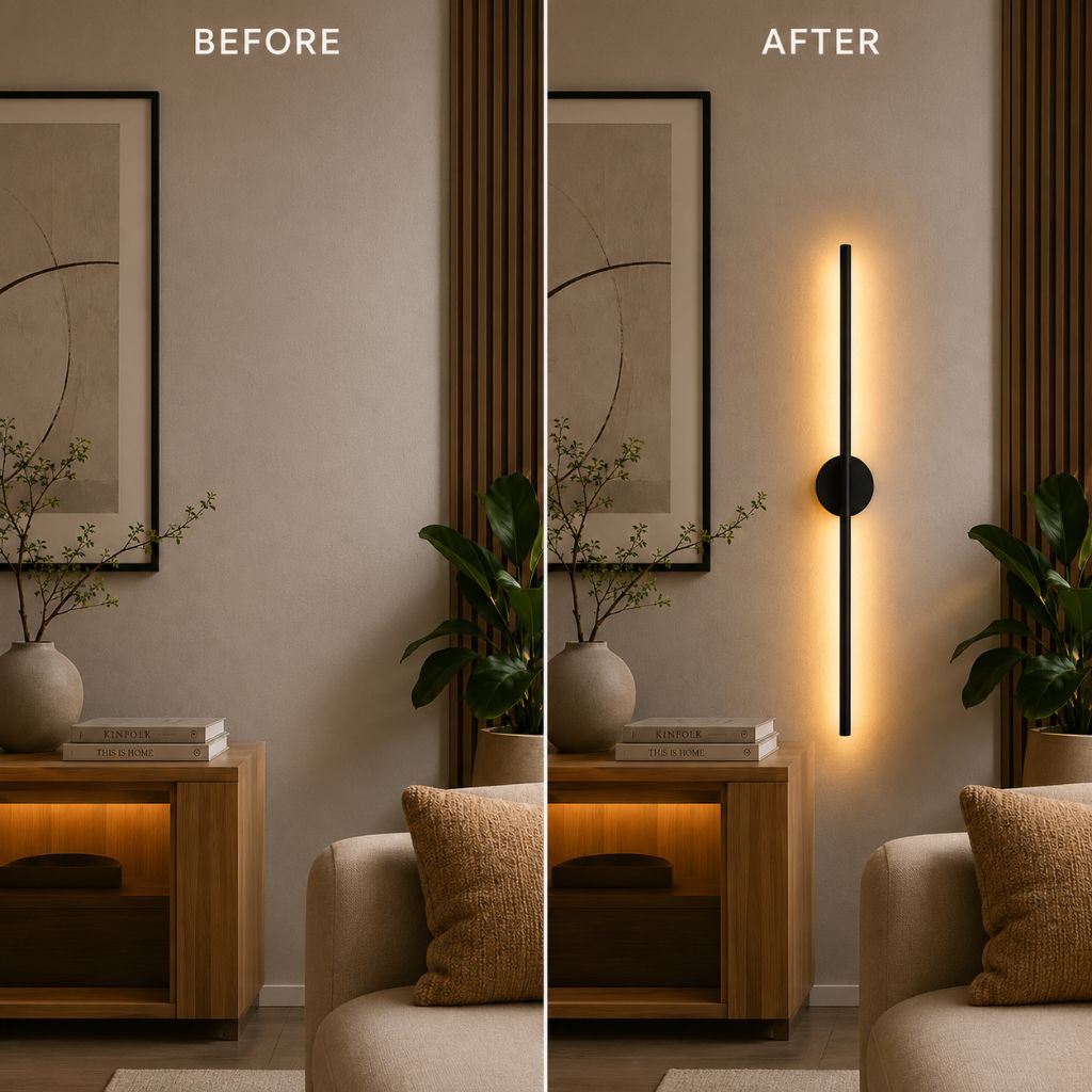 Nordic Black Linear LED Wall Sconce Slim Design - Tegulane Global