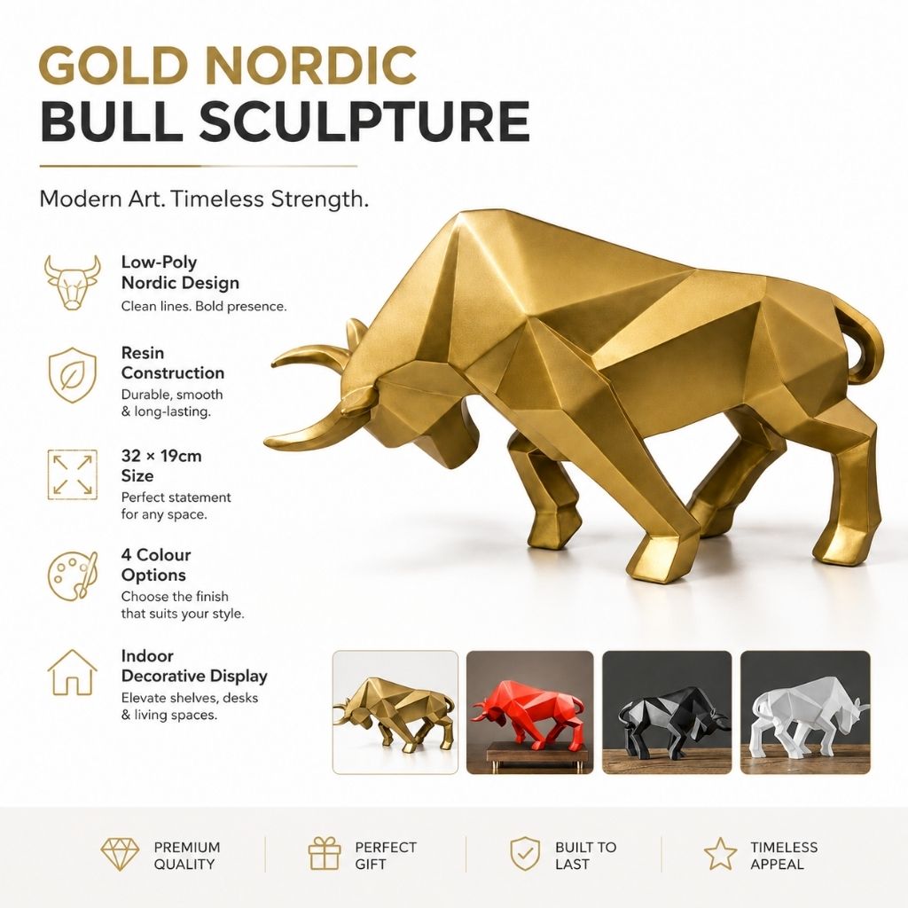 Nordic Bull Resin Sculpture - Tegulane Global