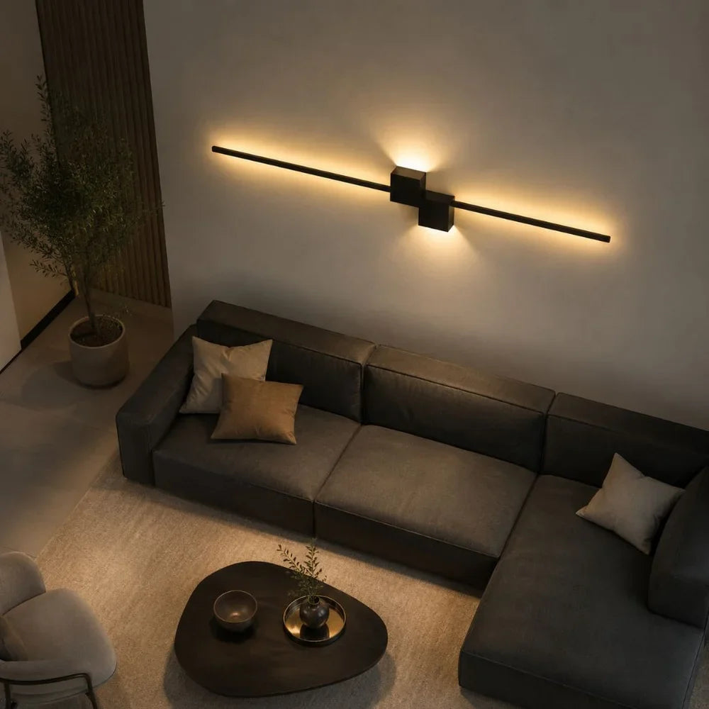 Nordic Minimalist LED Wall Sconce Aluminium Black Art Design - Tegulane Global