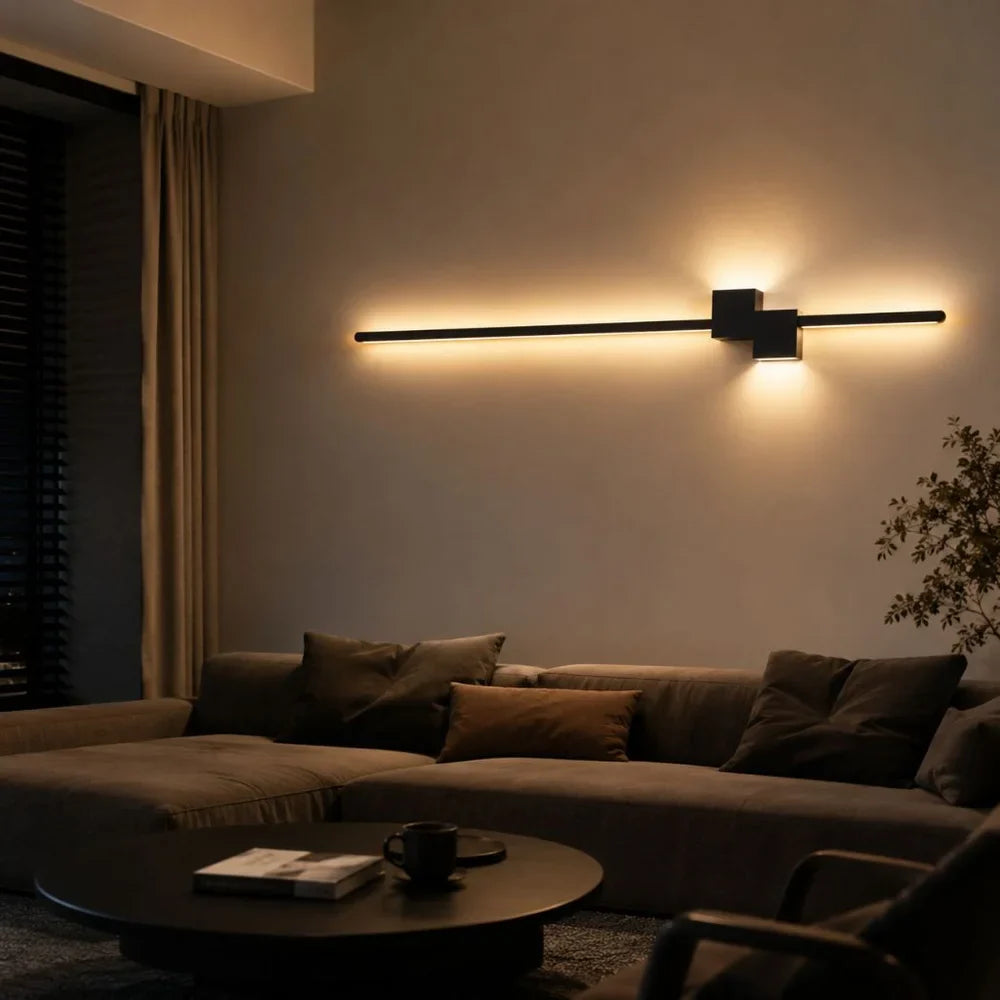 Nordic Minimalist LED Wall Sconce Aluminium Black Art Design - Tegulane Global