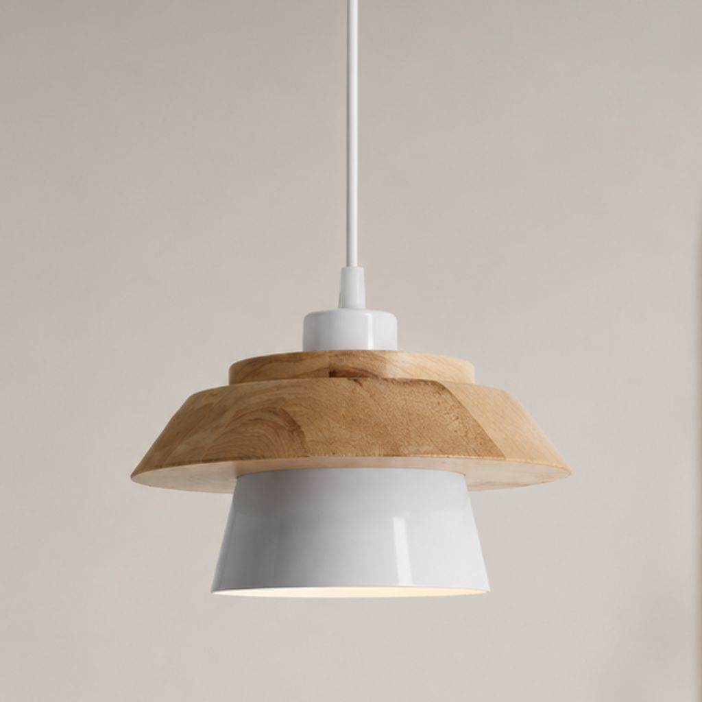 Nordic Iron & Wood Pendant Light with Adjustable Cord - Tegulane Global