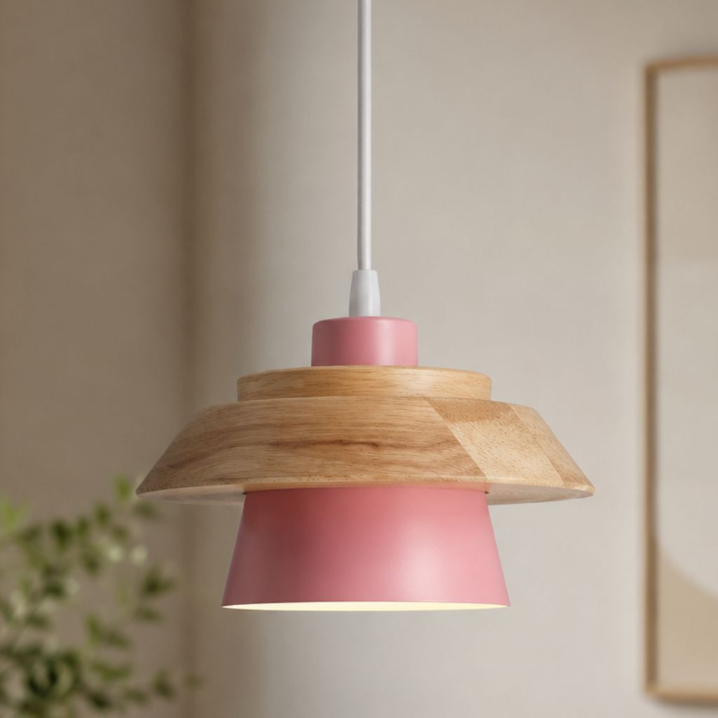 Nordic Iron & Wood Pendant Light with Adjustable Cord - Tegulane Global