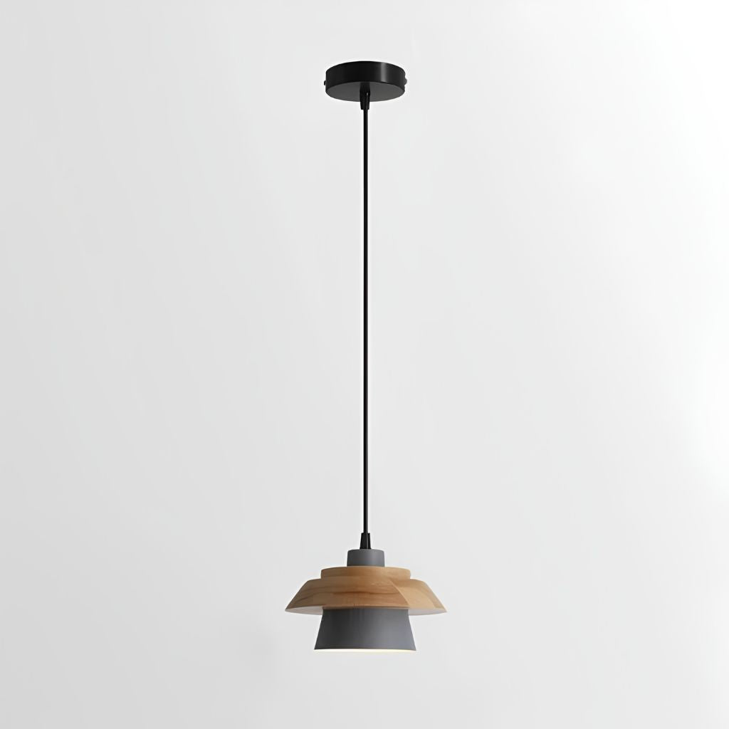 Nordic Iron & Wood Pendant Light with Adjustable Cord - Tegulane Global