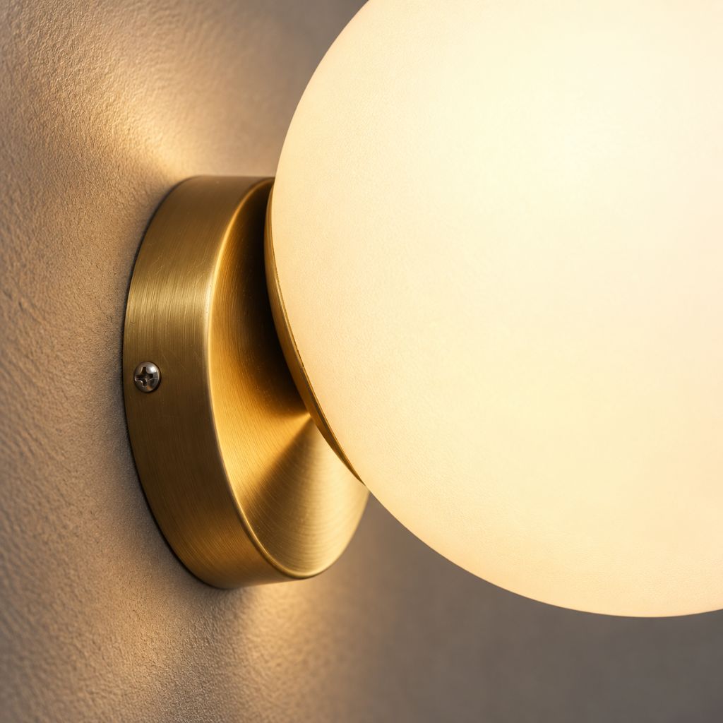 Olo Gold Glass Sphere Wall Light with E27 Fitting - Tegulane Global