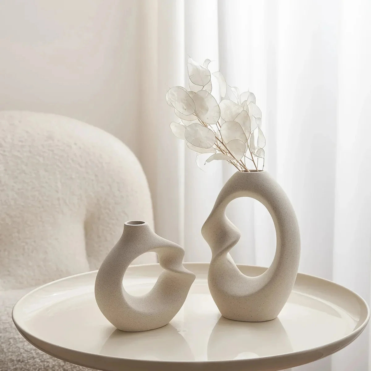 Onda Ceramic Vase Set – Abstract Sculptural Decor - Tegulane Global