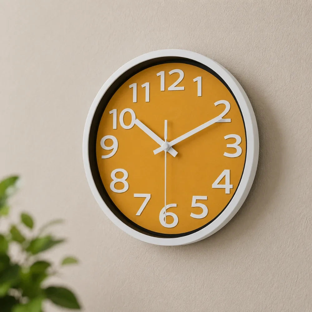 Orange Wall Clock Minimalist Nordic Style - Tegulane Global