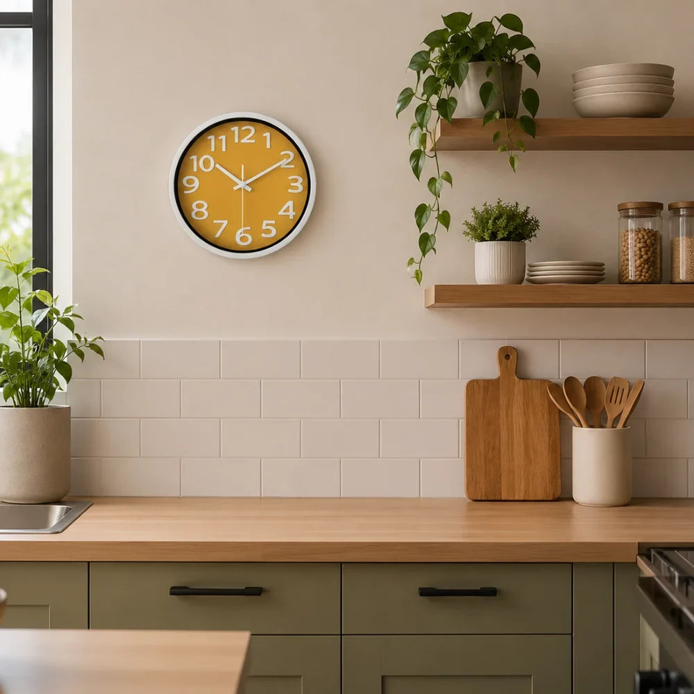 Orange Wall Clock Minimalist Nordic Style - Tegulane Global