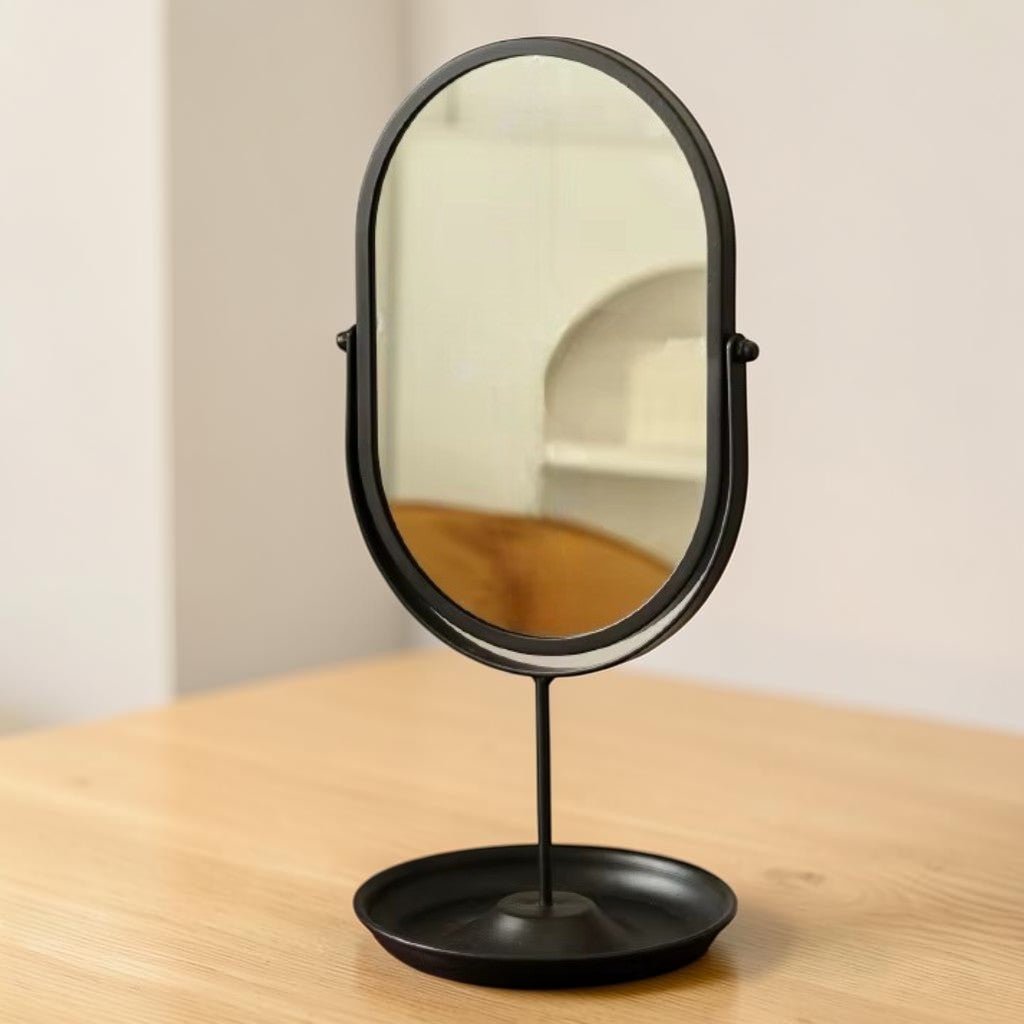 Oval Vanity Mirror Iron Desktop Stand 360° Rotating - Tegulane Global