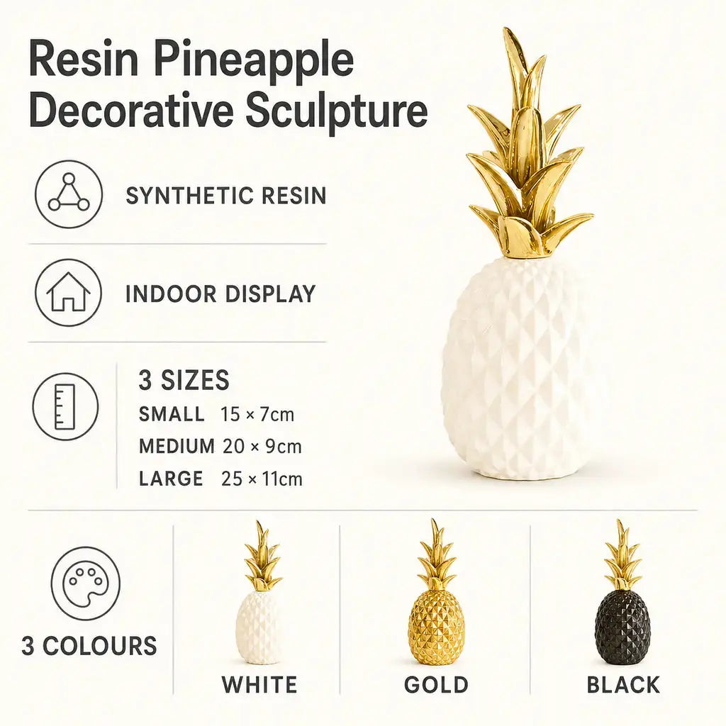 Resin Pineapple Decorative Sculpture - Tegulane Global