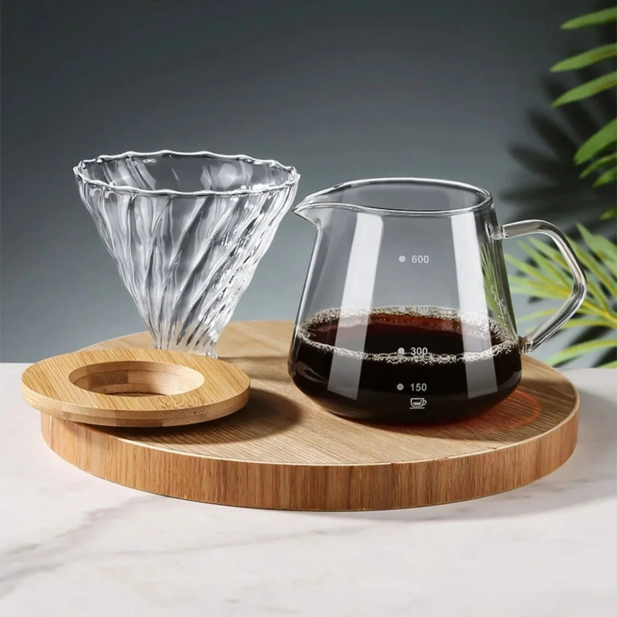 Pour Over Coffee Set with Wood Holder and Sharing Pot - Tegulane Global