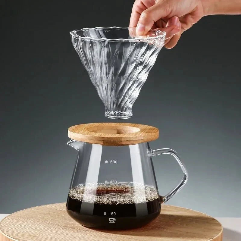 Pour Over Coffee Set with Wood Holder and Sharing Pot - Tegulane Global