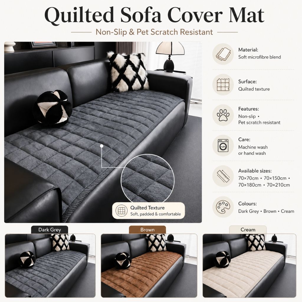 Quilted Sofa Cover Mat – Non-Slip & Pet Scratch Resistant - Tegulane Global