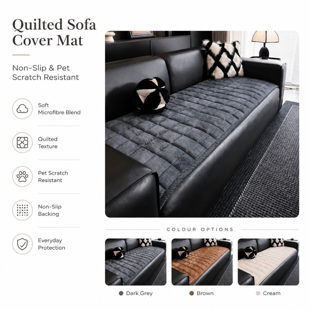 Quilted Sofa Cover Mat – Non-Slip & Pet Scratch Resistant - Tegulane Global