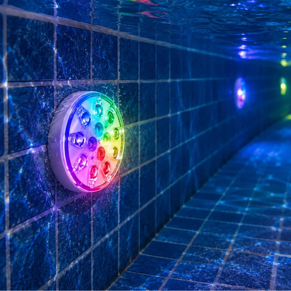 Rechargeable Pool Lights IP68 Waterproof Submersible LED with Remote - Tegulane Global
