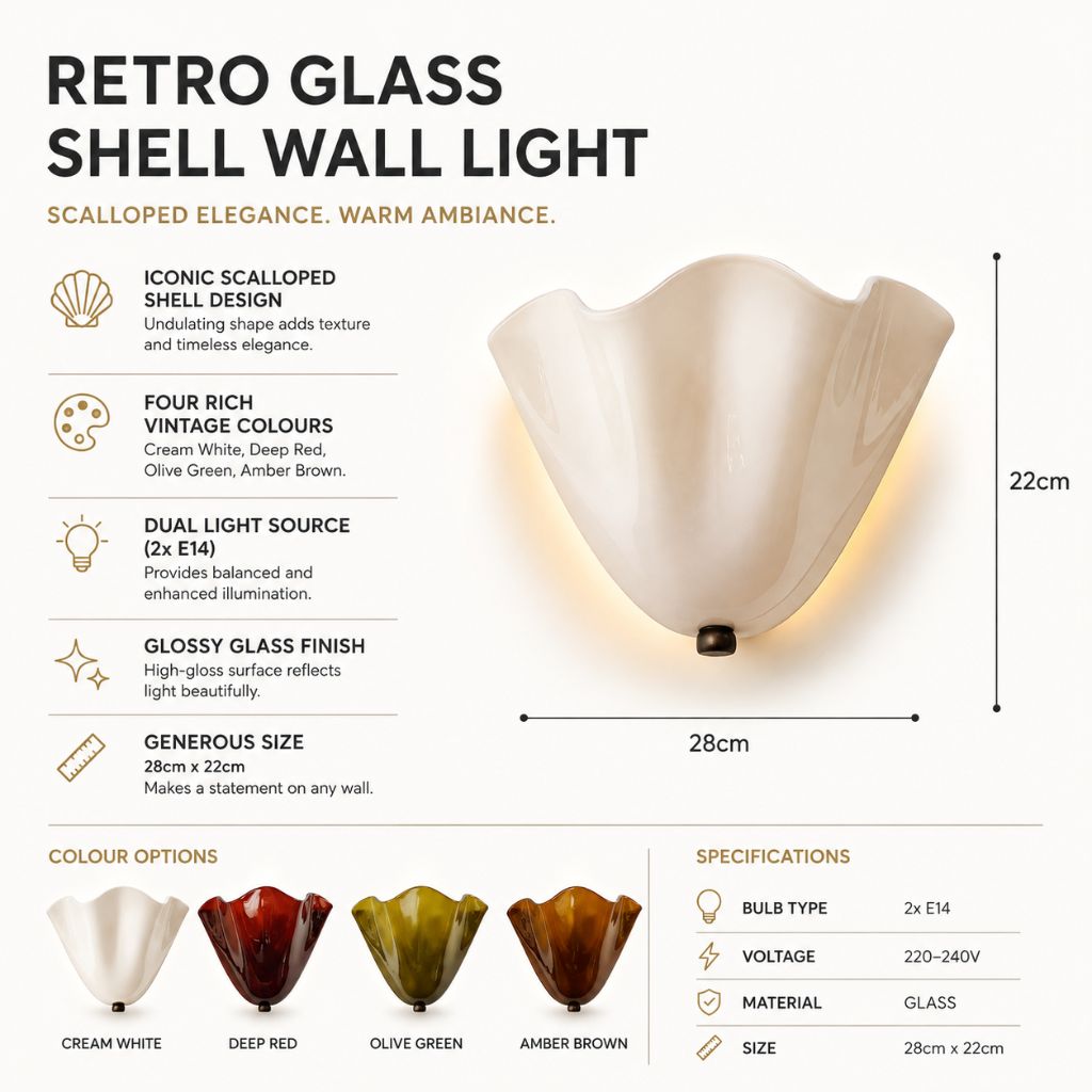 Retro Glass Shell Wall Light Sconce - Tegulane Global